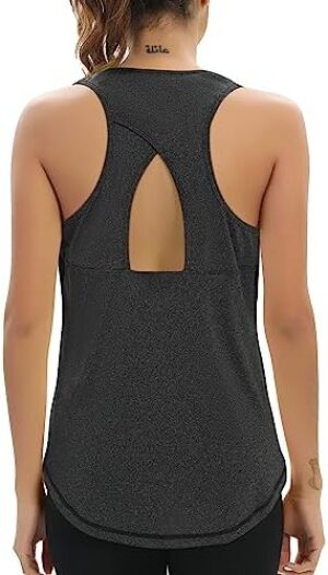Aeuui Womens Workout Tops Open Back Racerback Tank Tops Sleeveless Yoga Athletic Running Shirts Gym Clothes for Women