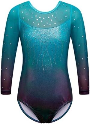 BAOHULU Gymnastics Leotards for Toddler Girls Patriotic Sparkle Red Blue Athletic Dancewear