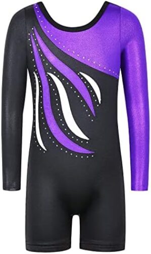 BAOHULU Leotard for Toddler Girls Gymnastics Shorts Sparkle Embroidery Tank Biketards One Piece