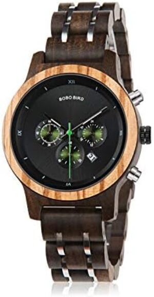 BOBO BIRD Women Wooden Watches Luxury Wood Metal Strap Chronograph & Date Display Quartz Watch Fashion Zebra Wood Casual Business Ebony Wristwatches