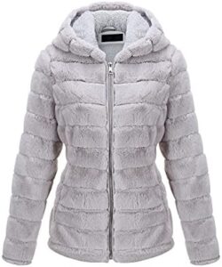 Bellivera Women’s Faux Fur Coat Shearling Fluffy Fuzzy Shaggy Hood Sherpa-Lined Fleece Jacket