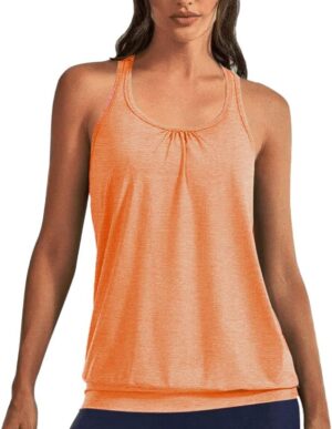 Beyove Womens Plus Size Workout Yoga Tank Top Loose Fit Athletic Tank Top Sleeveless Round Neck Racerback Tops