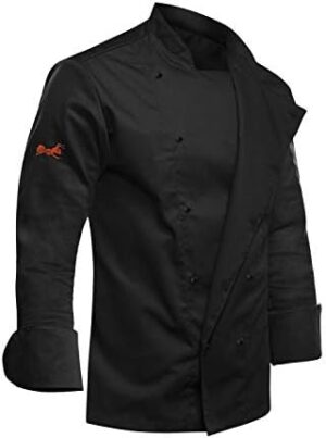 Chef Coat Jacket Men Long Sleeve easyClean Slim Fit Sleeve Pocket Kitchen Service Uniform Workwear
