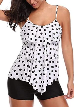 Cysincos Tankini Bathing Suits for Women Tummy Control Swimsuits Two Piece Swimwear Made of Quick Dry High Elastic Fabric