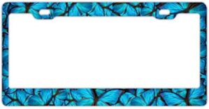 DZGlobal Blue Butterflies Car Plate Tag Accessories Metal License Plate Frame