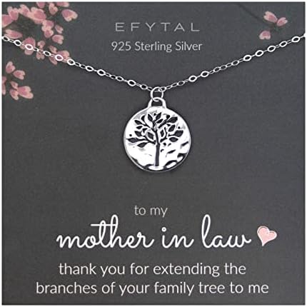 EFYTAL Mother In Law Gifts from Daughter in Law, Sterling Silver Tree of Life Necklace Gifts for Mother in Law, Wedding Jewelry Mother of the Groom Gift from Bride