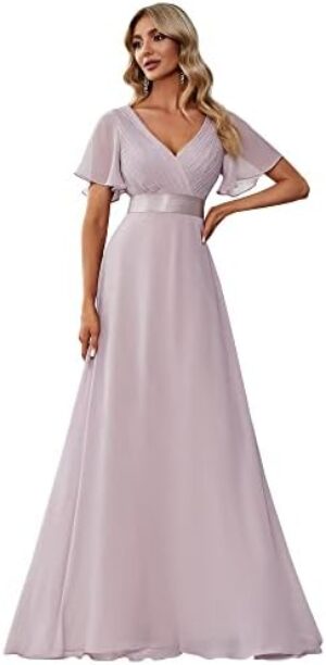Ever-Pretty Women's Short Sleeve V-Neck Evening Dress Floor Length Mother of The Bride Dress 09890