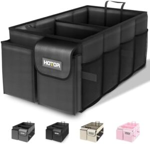 HOTOR Trunk Organizer for Car - Large-Capacity Car Organizer, Foldable Trunk organizer for SUVs & Sedans, Sturdy Car Organization for Car Accessories, Tools, Sundries, Black, 2 Compartments