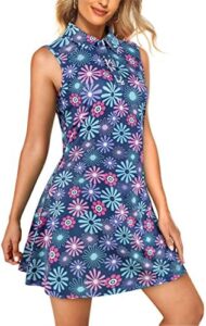KORALHY Womens Tennis Golf Dress Sleeveless Athletic Dresses with Inner Shorts & Pockets for Workout Exercise