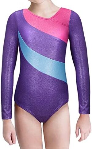 Kaylre Gymnastics Leotards for Girls Long Sleeve Kids Ballet Dance Wear Sparkle Unicorn Rainbow Fancy Mermaid Ribbons