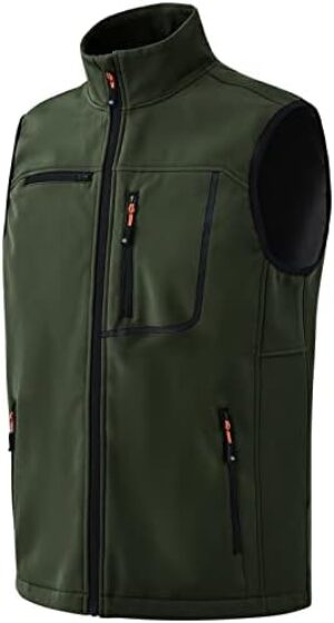MoFiz Men's Vest Outerwear,Vest for men,Full Zip Fleece Lined Light Softshell Windproof Sleeveless Jacket for Hiking Golf