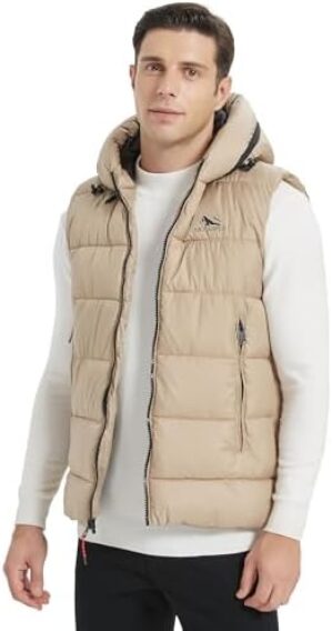 Molemsx Men's Quilted Puffer Vest Thicken Warm Winter Coat with Hood Size XS To 3XL(Multicolor)