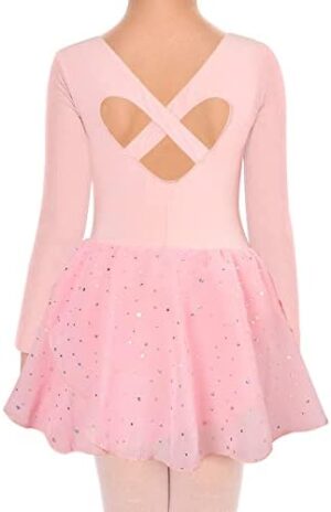 Move Dance Girls Dance Leotards With Tutu Ruffle Sleeves Ballet Outfits Clothes With Hollow Back for 3-8 Years