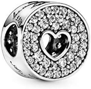 Pandora Pavé and Heart Anniversary Charm - Compatible Moments Bracelets - Jewelry for Women - Gift for Women in Your Life - Made with Sterling Silver & Cubic Zirconia
