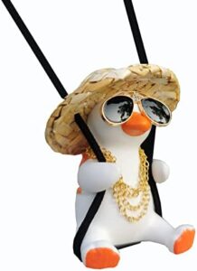Rear View Mirror Hanging Accessories of Swinging Duck Car Hanging Ornament Cute Car Accessories for Teens Car Mirror Hanging Accessories Truck Car Pendant Car Charm Hanging Ornament (Cool A)