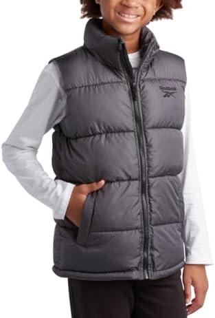 Reebok Boys Puffer Vest - Kids Lightweight Quilted Full Zip Vest - Outerwear Sleeveless Jacket for Boys (8-20)
