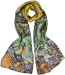 Van Gogh and Claude Monets Paintings, Fashion Silk Scarf Premium Shawl Wrap Art (Van Gogh – Starry Night)