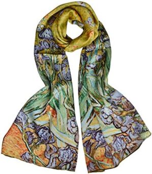 Van Gogh and Claude Monets Paintings, Fashion Silk Scarf Premium Shawl Wrap Art (Van Gogh - Starry Night)