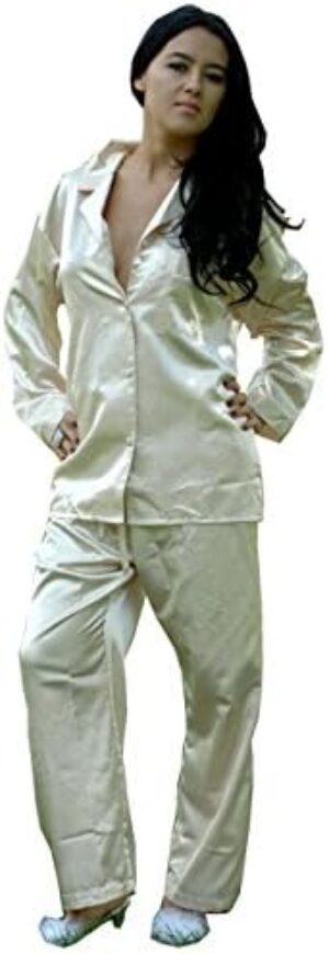 Vx Intimate Women's Classic Brushed Back Satin Long Pajama Set #2062