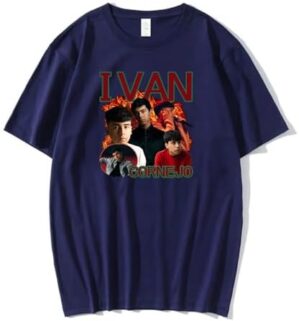 Ivan Cornejo T-Shirt Vintage Graphic Retro Crewneck Short Sleeve Streetwear Women Men Fashion Tee (X-Small,Navy)