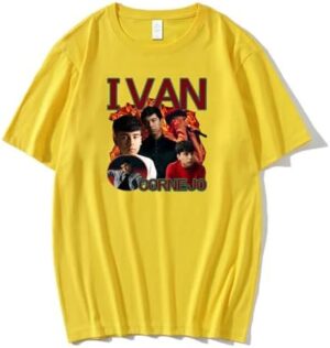 Ivan Cornejo T-Shirt Vintage Graphic Retro Crewneck Short Sleeve Streetwear Women Men Fashion Tee (Large,Yellow)
