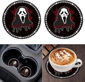 2Pcs Bling Car Cup Coaster, 2.75 Inch Cute Universal Silicone Non-Slip Cup Holders Coaster, Funny Car Decor Car Interior Accessories for Women Men