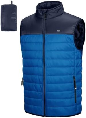33,000ft Men's Lightweight Packable Insulated Puffer Vest Outerwear, Warm Winter Sleeveless Jacket for Golf Running