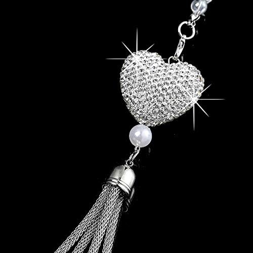Rearview Mirror Ornaments Bling Car Mirror Hanging Accessories Car Decorations for Women Cute Car Decor Car Bling Accessories for Women Bling Accessories for Car Car Mirror Decor(Red) - Image 4
