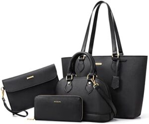 4PCS Women Fashion Handbags Purses Wallet Tote Shoulder Bags Casual Crossbody Bags, Best Valentine’s Day Gift for Ladies Girls, Satchel Purse Set 4pcs