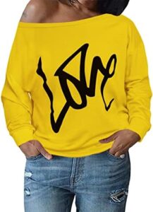 AM CLOTHES Womens Plus Size Off Shoulder Sweatshirts S-5X Sweaters Tops Long Sleeve Oversized T-Shirts