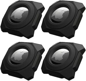 Airtag Holder Strong Case Waterproof Stick-On Mount for Airtag Protective Pasteable Accessories Air Tag Case with Apple AirTag Hidden Protective Location Tracker(4 Packs Black)