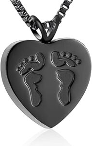 Always In My Heart Baby Feet Ashes Keepsake Urn Pendant Necklace Cremation Urns Memorial Jewelry