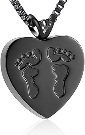 Always In My Heart Baby Feet Ashes Keepsake Urn Pendant Necklace Cremation Urns Memorial Jewelry