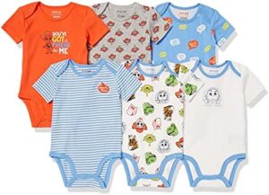 Amazon Essentials Disney | Marvel | Star Wars Unisex Babies’ Short-Sleeve Bodysuits, Pack of 6