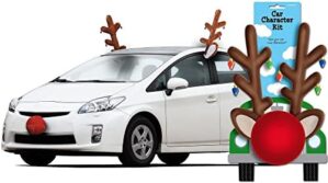 Amscan Festive Reindeer Car Kit - 16" & 8" (Pack of 3) - Multicolor Plush Antlers & Nose - Transform Your Vehicle for The Holiday Season