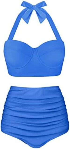 Angerella Women Vintage Polka Dot High Waisted Bathing Suits Bikini Set