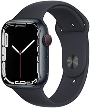 Apple Watch Series 7 [GPS + Cellular 45mm] Smart Watch w/Midnight Aluminum Case with Midnight Sport Band. Fitness Tracker, Blood Oxygen & ECG Apps, Always-On Retina Display, Water Resistant