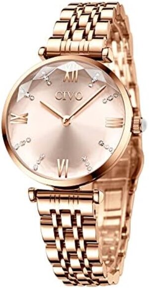 CIVO Watches for Women 32mm Analog Quartz Watch Stainless Steel, Dress Womens Watch Waterproof Fashion Elegant Wrist Watch Luxury Diamond Ladies Watch, Gifts for Women