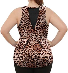 COOTRY Womens Plus Size Workout Tank Tops Sleeveless Running Loose Fit Yoga Tops Athletic Gym Pickleball Sports Clothes