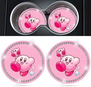 Car Cup Holder Coaster 2 Pack Cute Kawaii Cartoon Bling Silicone New Automotive CupHolder Accessories Interior Decor Decorations for Women Girls
