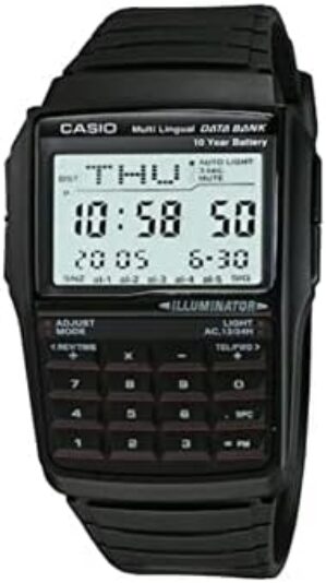 Casio Men's DBC32-1A Data Bank Black Digital Watch, White