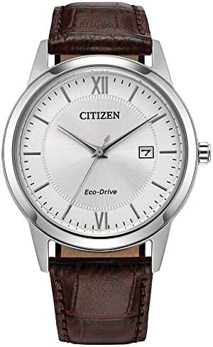 Citizen Men's Classic Eco-Drive Leather Strap Watch, 3-Hand Date