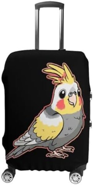 Cute Cockatiel Funny Luggage Cover Elastic Suitcase Protector Washable Travel Gear Cover Fits 19-32 Inch
