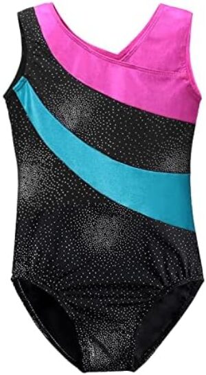DAXIANG Leotards for Girls Gymnastics Toddler Dance Clothing Ballet Tutu Sparkles Black Blue Purple Colorful Ribbons
