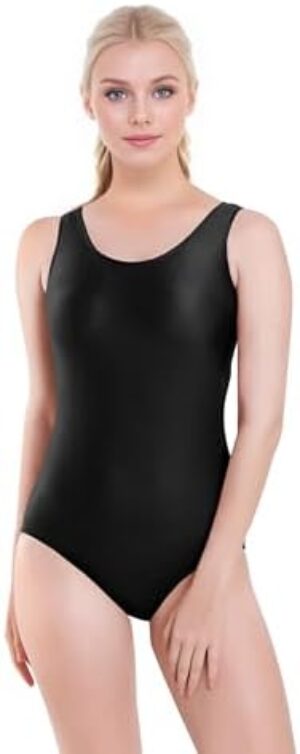 Dance Leotards for Women Basic Soild Tank Ballet Dancewear Scoop Neck Bodysuit for Adult