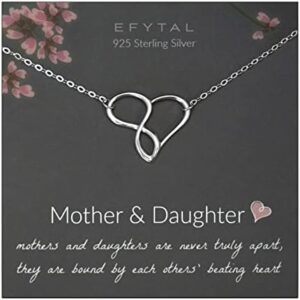 EFYTAL Mothers Day Gifts from Daughter, 925 Sterling Silver Infinity Heart Mom Necklace for Mother & Daughter, Mother's Day Jewelry for Women, Mothers Day Gifts for Mom, Best Birthday Gift Ideas