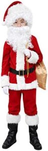 ELFJOY Children’s Santa Suit Kids Christmas Halloween Costume Cosplay Set of 11 Pcs
