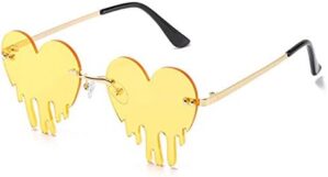 ENTHYI Melting Heart Sunglasses for Men/Women Rimless Irregular Party Unique Sun Glasses