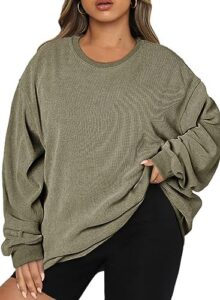 Eytino Women Plus Size Sweatshirts Long Sleeve Crew Neck Casual Oversized Soft Pullover Tops Shirts(1X-5X)