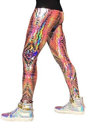 / Funstigators Festival Clothing: Men's Holographic Disco Meggings - Made in USA